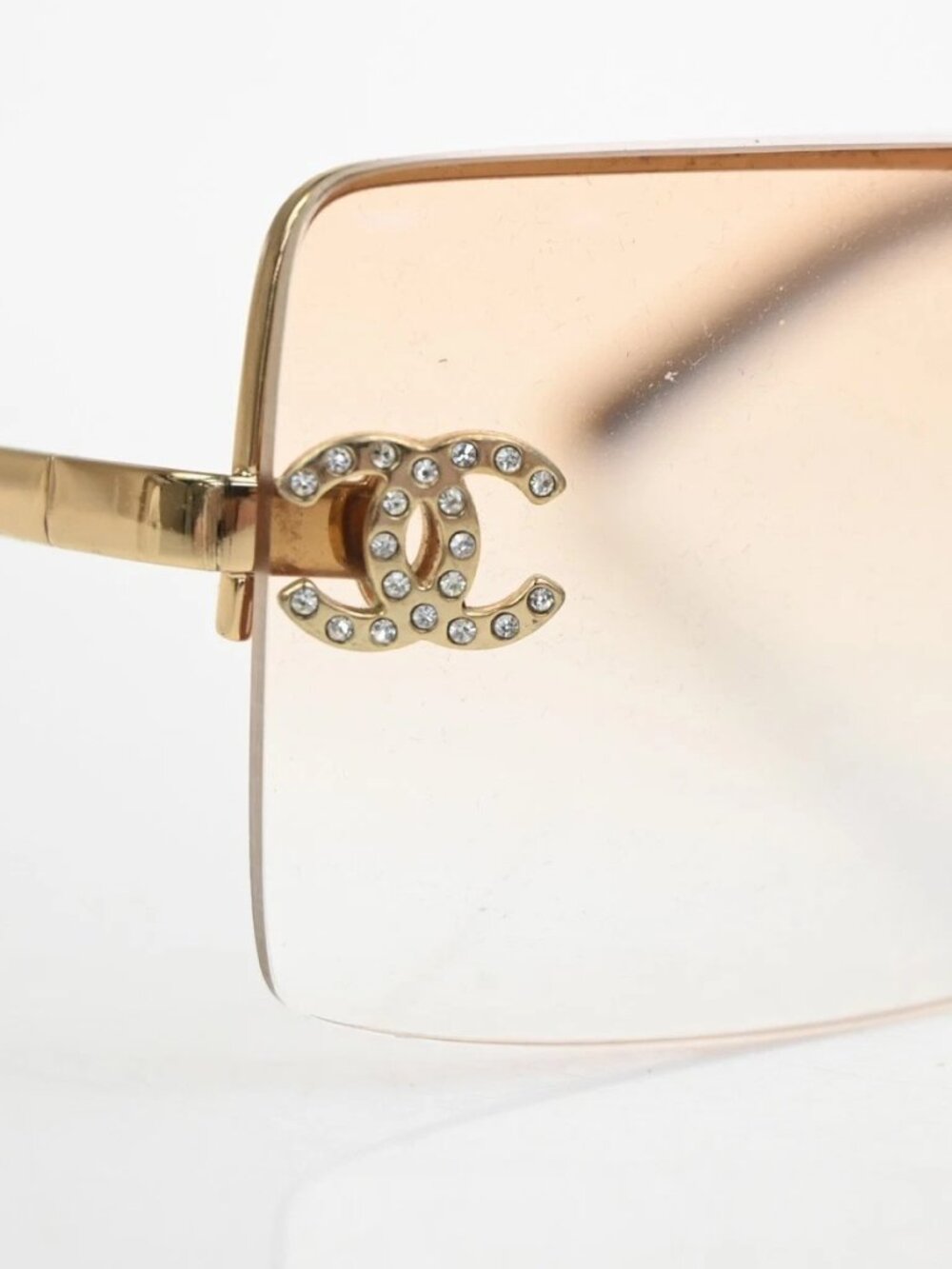 CHANEL CC Logo Rhinestone Rimless Sunglasses 4092-B Plastic Metal GHW 63RL930 - Picture 13 of 16